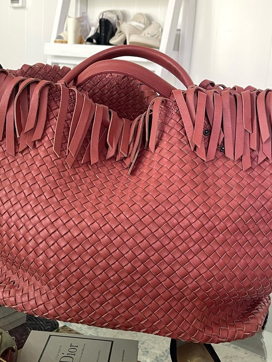 Bottega Veneta Handbags - Bottega Veneta Woven Fringe Tote in muted Rose color